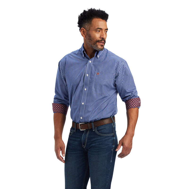 Camisas Ariat Wrinkle Free Dash Classic Fit Azules Hombre - Chile 375-ROFZVK